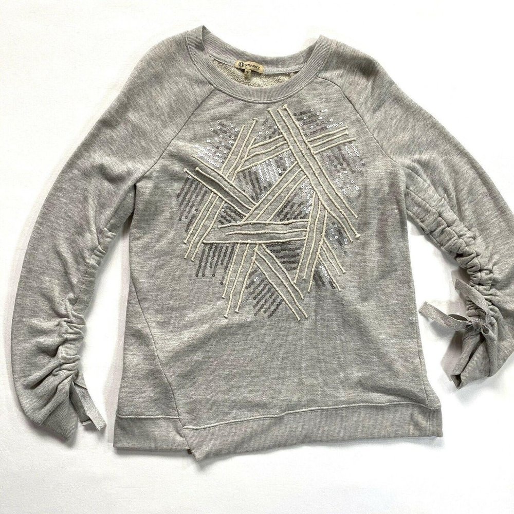 Democracy Womens Sweater Gray Size Medium Sequence